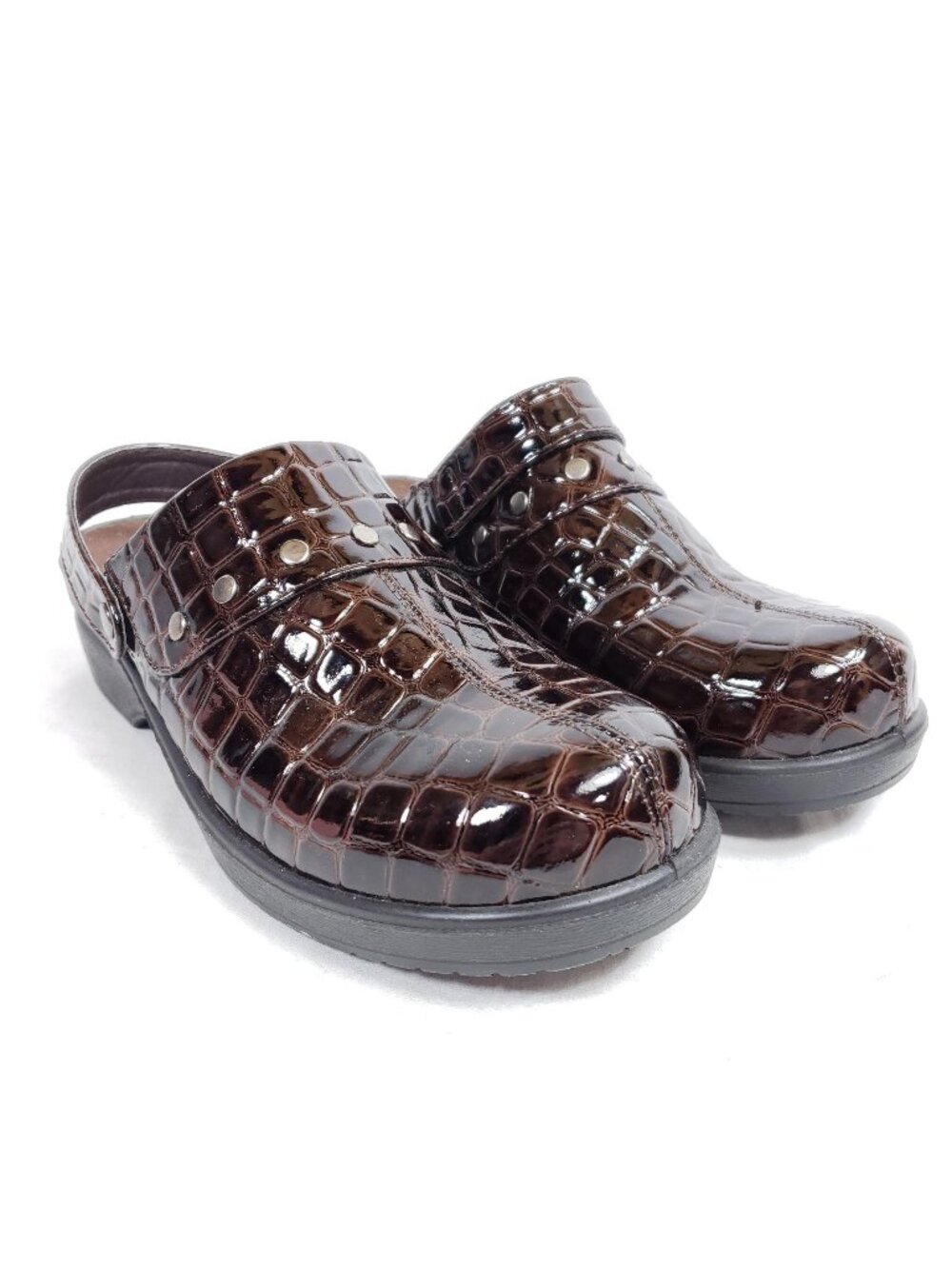 Ingaro Slide Mule Clog Women's Size 6.5 Brown Croc Embossed